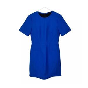 Tibi Dress Womens Half Sleeve Mini Scuba Cobalt Blue Dress Size Small 1769